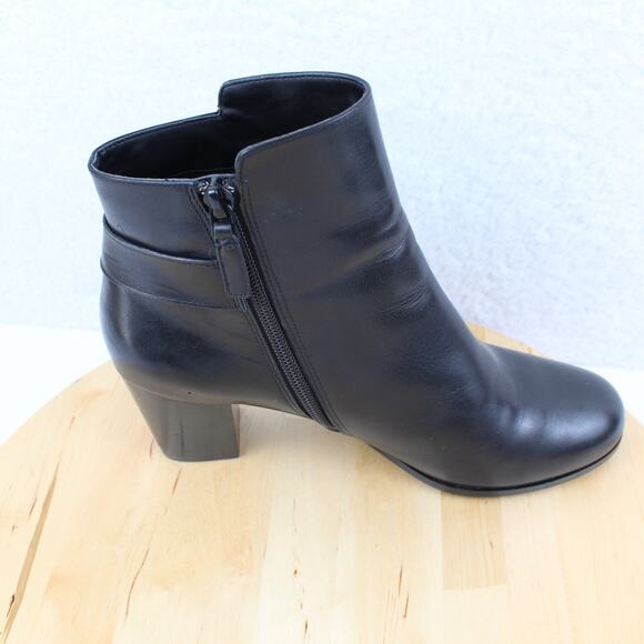 Cole Haan Boots Womens 8 Black Leather Grand OS Zipper Harness Ankle Bootie - Picture 9 of 11